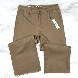 Vigoss Alanis Wide Leg Crop Jeans Plus Size 20W Tan Ankle Raw Hem High Rise